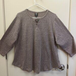 Bobeau Skarlett Lace Up Detail Knit Top, Taupe, 2X, NWT